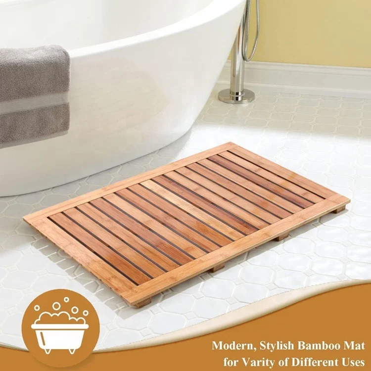 Бамбук Противоскользящий коврик для пола с резиновыми ножками душевой кабины