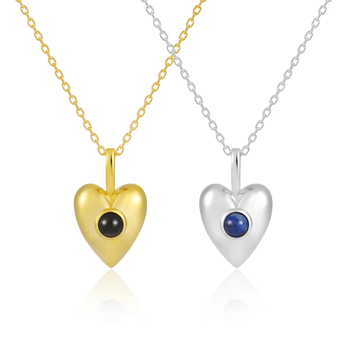 Lapis Stone Love Necklace Women's European and American Style S925 Pure Silver Personalized Ins Premium Silver Jewelry