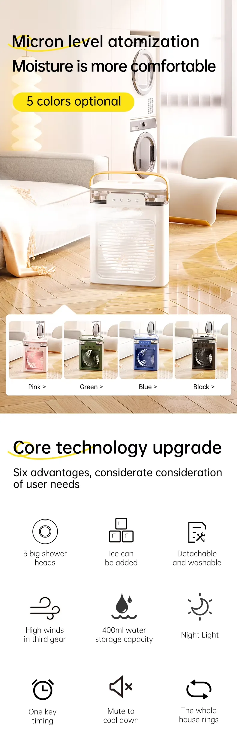 Portable Air Cooler With 3 Speeds And Cool Mist For Personal Use_voghion.com