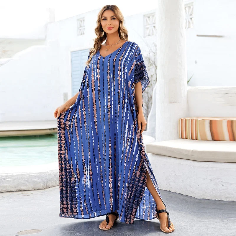 Plus Size Kaftan Dress Beach Cover up Kimono Style