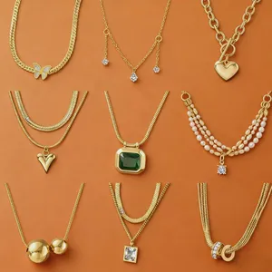 MW Fine Pendant Jewelry Necklace Fashion Chains Chokers Diamond Layering Stainless Steel Heart Round Crystals Charm Necklaces