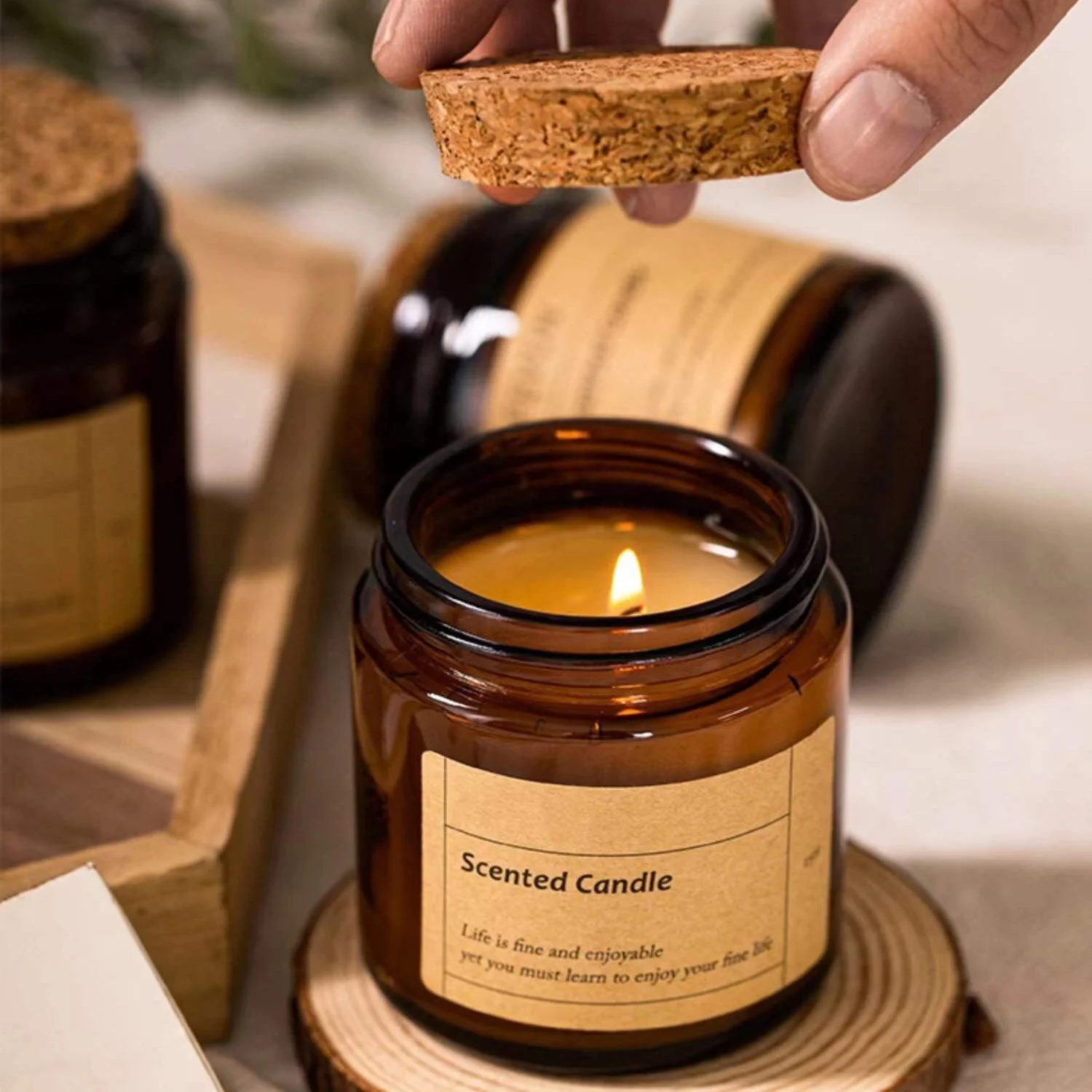 Wholesale Colored Amber Candle Jars Christmas Empty Candle Container