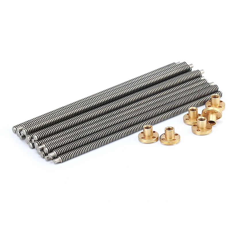 Tr8x2 8mm Trapezoidal Lead Screw with Flanged Brass Nut, 1000mm