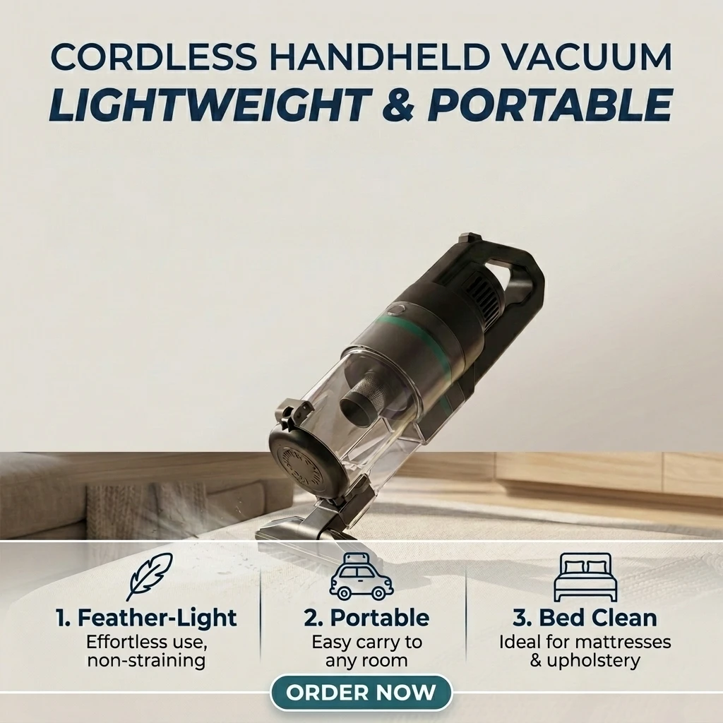 ELUXGO Handheld Cordless Cyclone Vacuum Cleaner - Portable 2 in 1