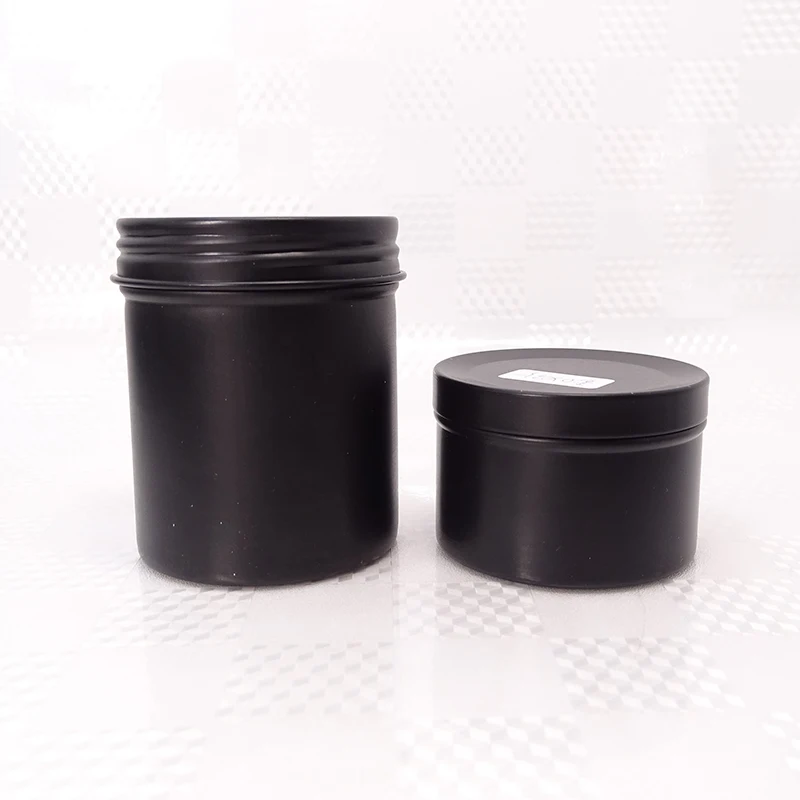 100ml 200ml matte black aluminum storage can tall metal tin jar with screw cap and slip lid