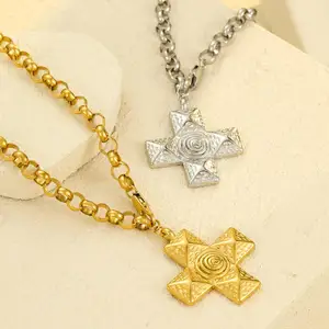 Necklace Dazzling Cross Spiral Texture Huggie Office Worker Accessories Autumn Geometric Fashion Pendant Necklaces Christmas