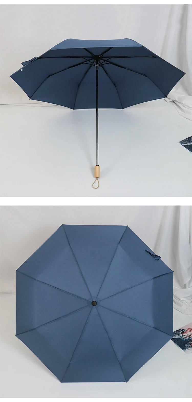 3 Folding Manual Umbrella Folding Umbrella With Wooden Handle Fold