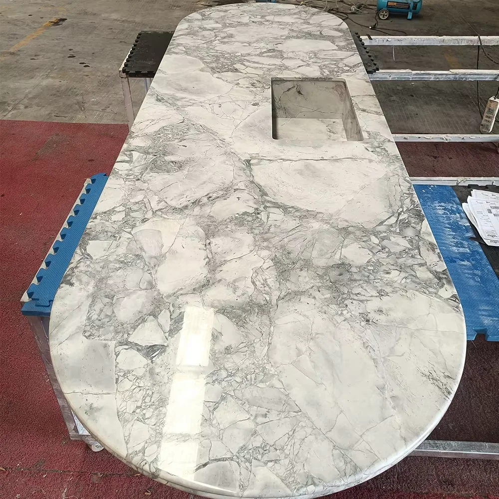 Super White Quartzite Countertop Slab Custom Polished Kitchen Island Modern Design Luxury Marble Slab for Kitchen Countertops