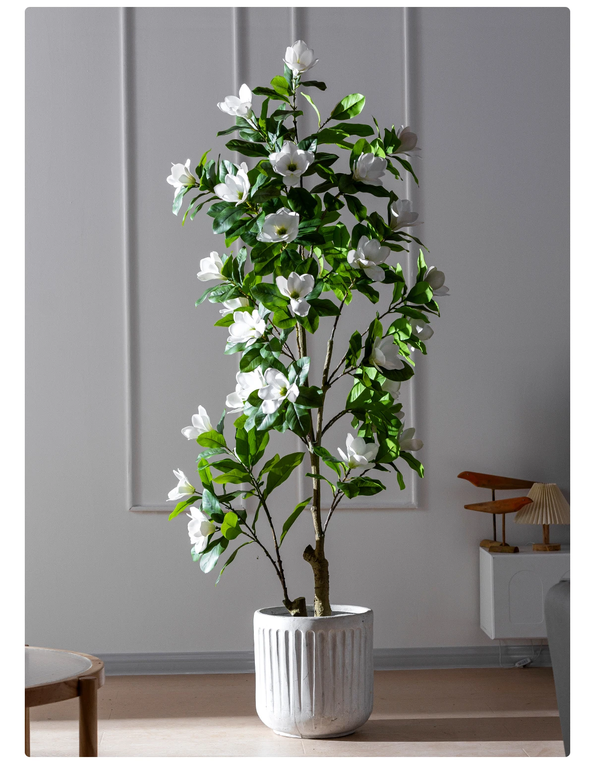 Realistic PE Artificial Magnolia Camellia Bonsai Tree Plastic Flower Indoor/Outdoor Wedding Birthday Party Landscaping details