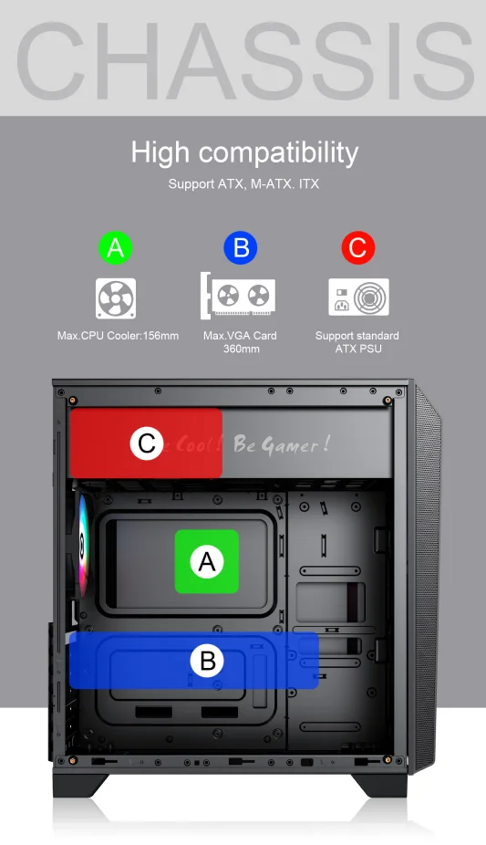 GAMEMAX Cheap ATX Desktop Gaming Computer Hardware PC Case Towers nas CPU  Cabinet Workstation PC Part Accessories