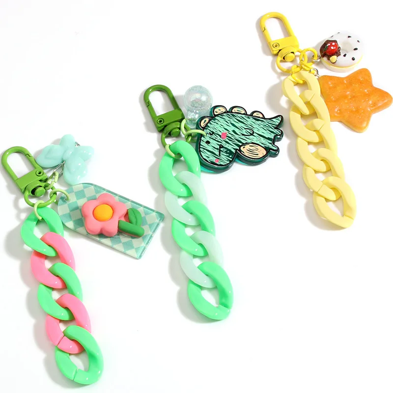 Handmade Keychain Acrylic Plastic Link Chain Key Ring For Women Girls ...