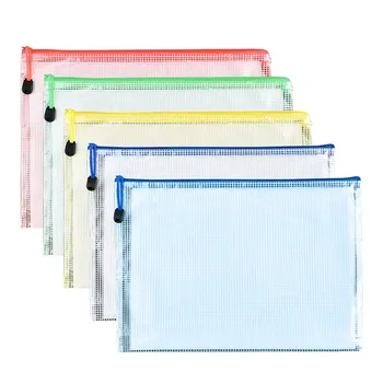 A4 Multi-functional PVC Zippered Folder: Waterproof Document Bag with File Compartment for School & Office Use, 33x23cm