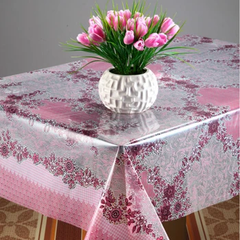 Transparent printed plastic clear PVC oilcloth tablecloth rolls or pieces