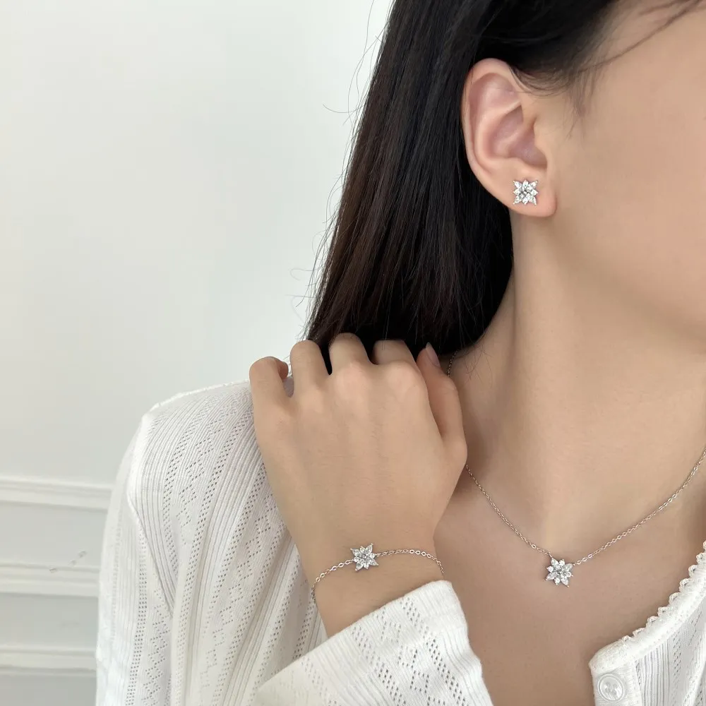 KAKODIY Fashion Design Jewelry 925 Sterling Silver Chain 5A Cubic Zirconia Snowflake Pendant Bracelet for Women Daily Wear detail 1