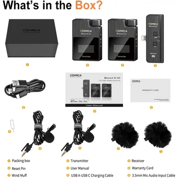 COMICA BoomX-D MI2(TX+TX+MI RX) 2.4G Digital Wireless Microphone Lavalier Lapel Microphone for Interview YouTube Recording detail image