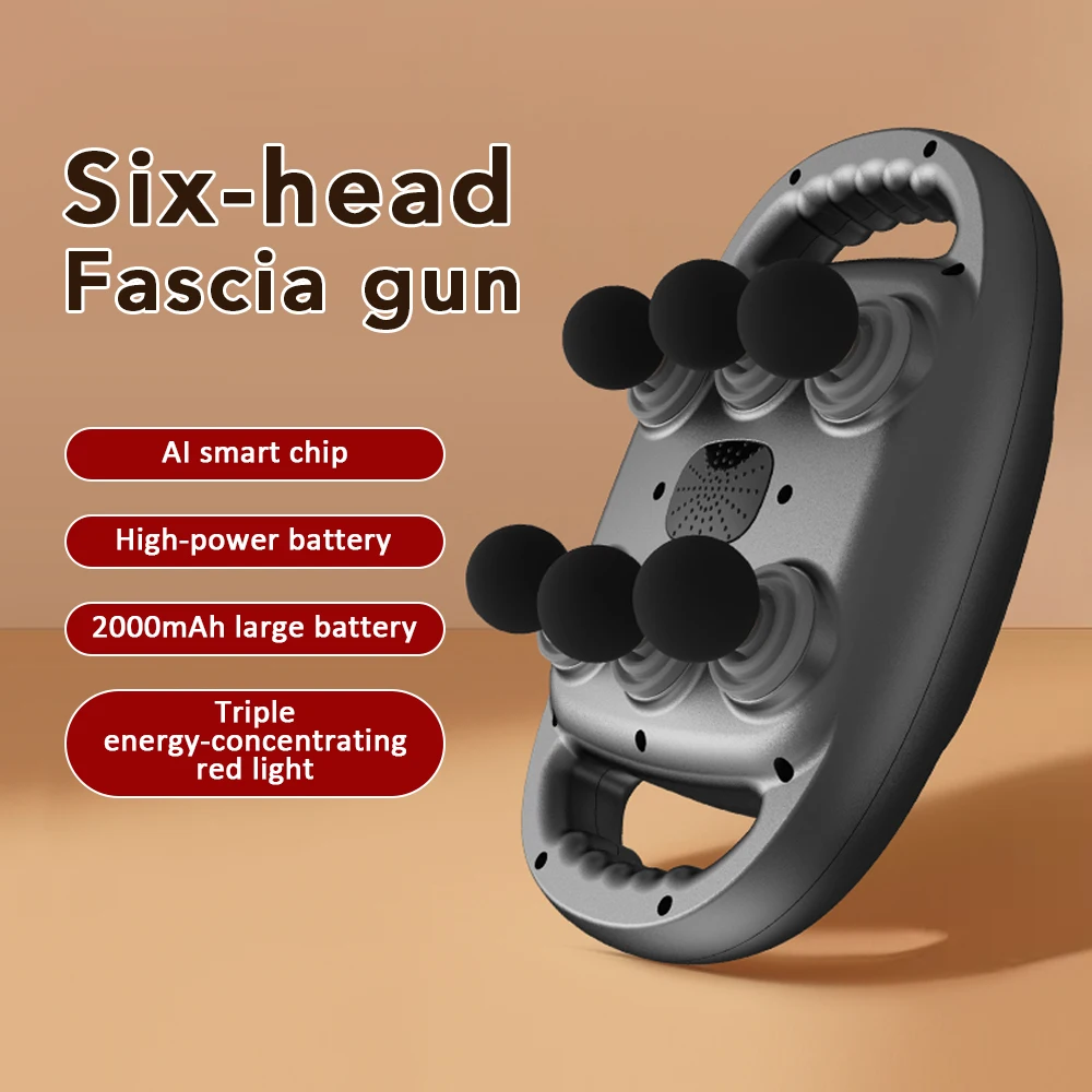 Wireless High-Frequency Vibration Fascia Gun Six-Head Muscle Relaxation Massage for Body Use