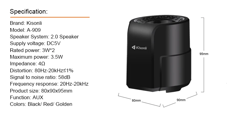 Kisonli A-909 computer speakers desktop portable outdoor mini speakers