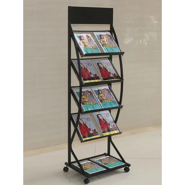 Simple Floor Standing Magazine Display Shelf Catalog Brochure Magazine Rack Stand