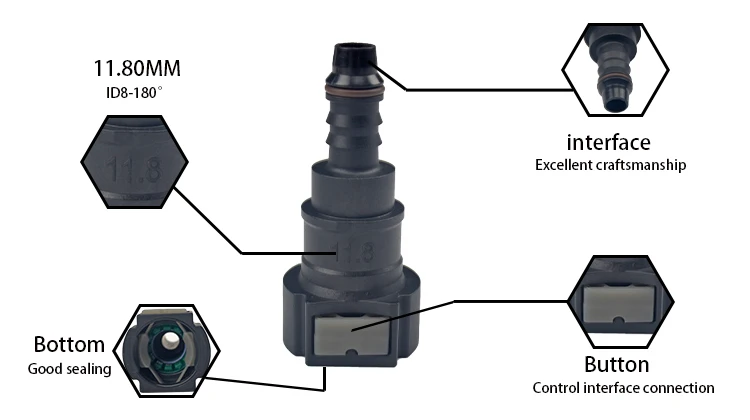 Raccord Rapide Courbe Pour Tuyau Carburant 9.49 ID6 - Connexion Filtre à Carburant