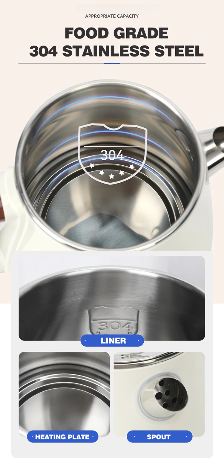 1.8L горячий бойлер Электрический чайник из нержавеющей стали кувшин для воды электрический с двойным слоем против