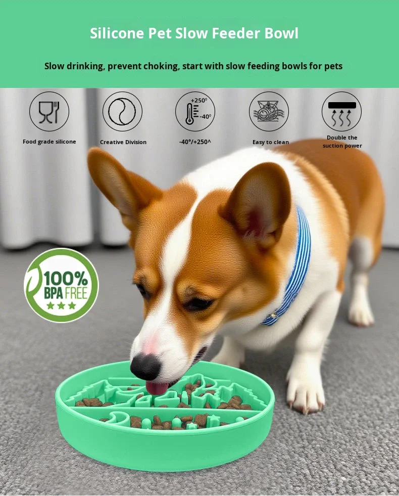 Pet Slow Feeder Bowl, BPA-Free Silicone Dog Cat Food Bowl Anti-Choke, Multiple Patterns for Pet Digestion & Feeding Health manufacture