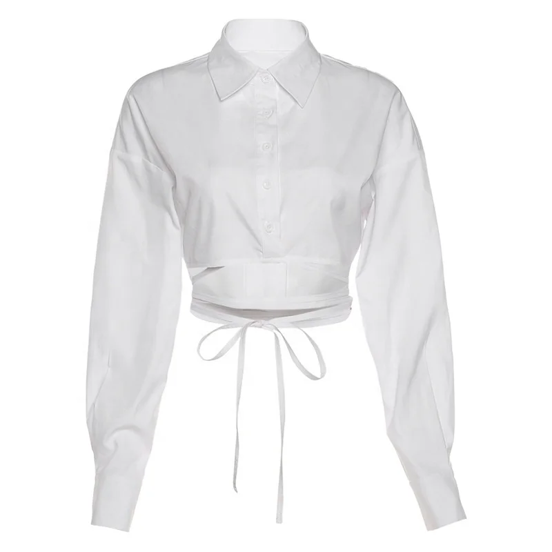 Y2K Bandage Shirt for Women - Autumn Harajuku Style Tops