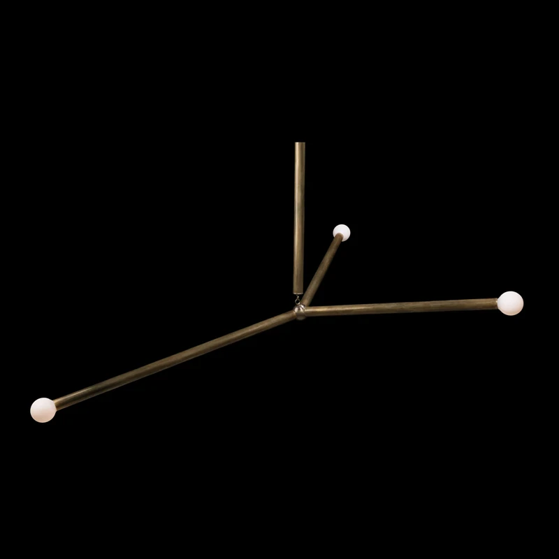 Hot Sales Nordic Minimalist Simple Design Solid Brass Copper Three Arms Hanging Lights Ceiling Chandelier Apparatus Lighting