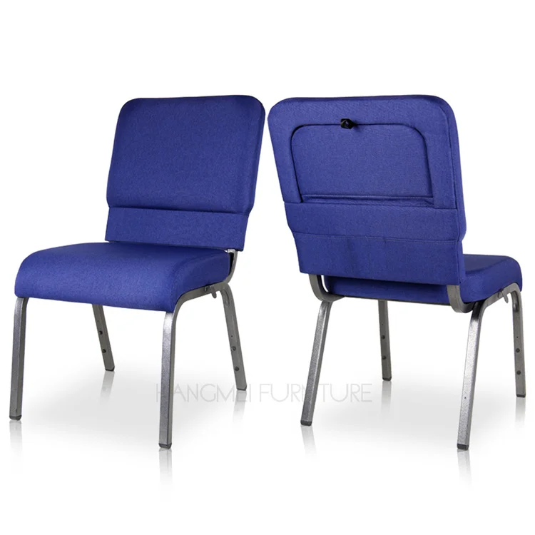 Royal Blue Cheap Church Pulpit Interlocking Back Pocket Church Chair