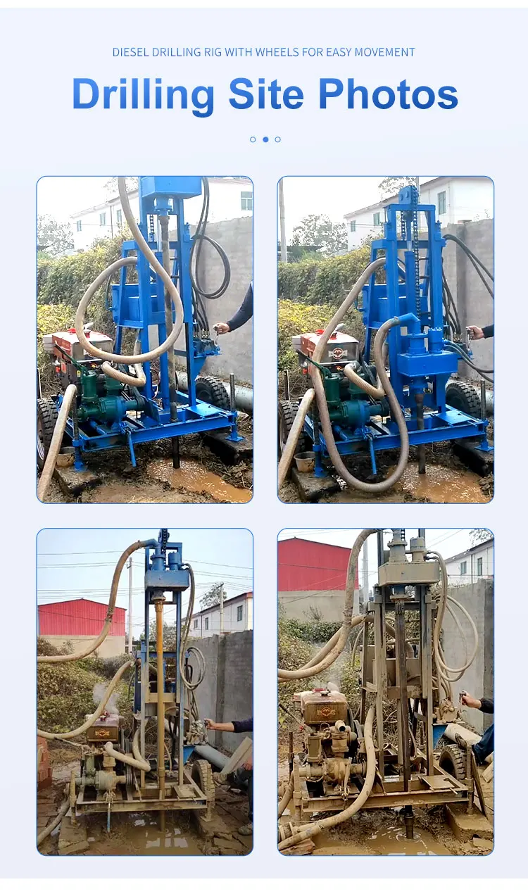 Portable 50m Hydraulic 22hp Diesel Engine Mini Farm Irrigation Shallow Water Well Drill Rig For