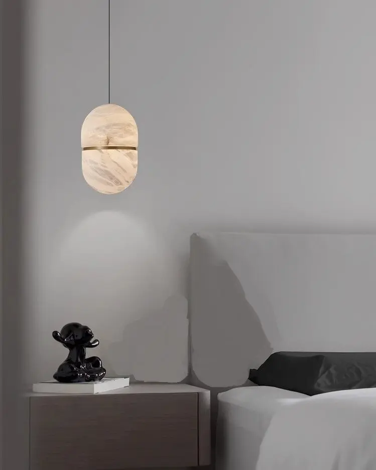 Simple Marble All-Copper Small Pendant Light for Nordic Luxury Restaurant Bedroom Bedside Lighting,for Villa