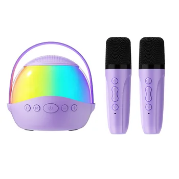 Mini UBL WiFi Karaoke Speaker 2 RGB LED Lighting Wireless Microphones for Girls Birthday Gifts Aux TF Card Compatibility