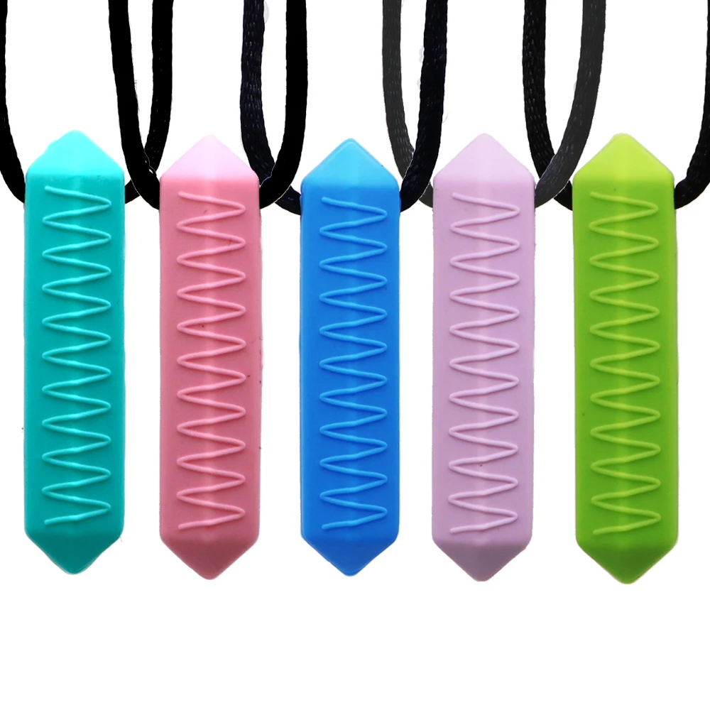 Tilcare Chew Chew Pencil Sensory Necklace 3 Set - Best for Kids or Adults  that like Biting or Have Autism Perfectly Textured Silicone Chewy Toys -  Chewing Pendant for Boys & Girls -