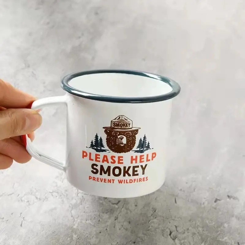 Custom Enamel Camping Coffee Mug Enamel Cups Sublimation White Enamel