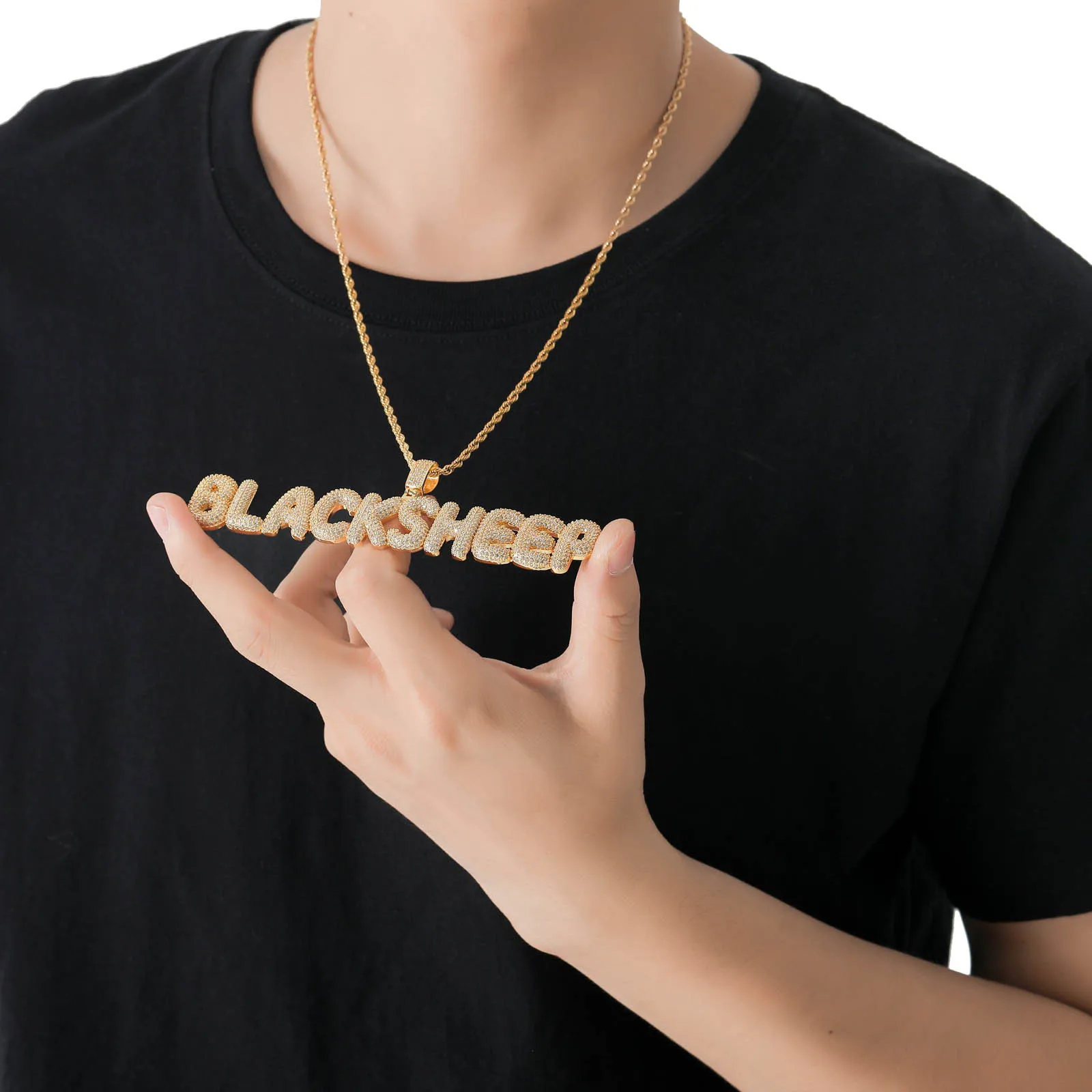 RQ Custom Name Bubble Letters Pendants Hip Hop Jewelry