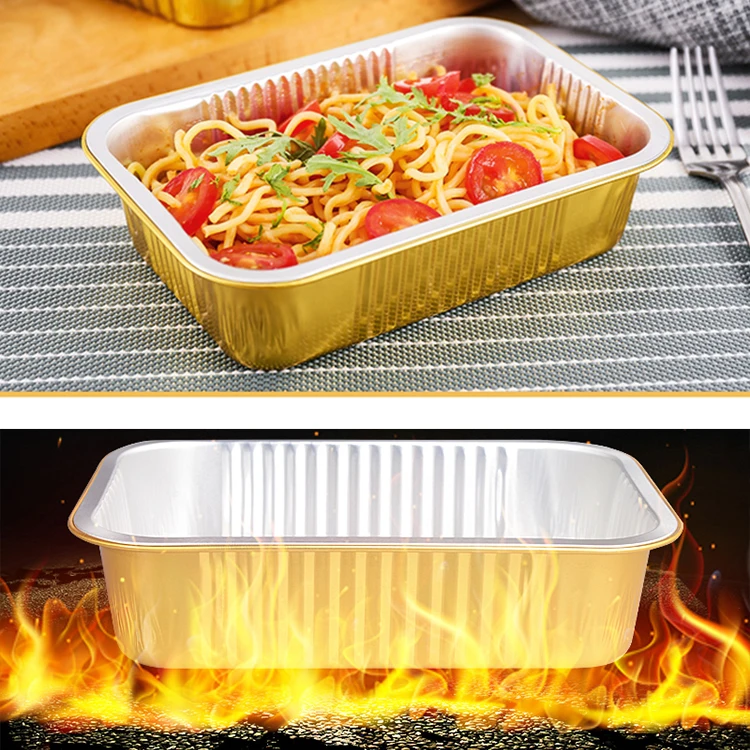 product c3300 111oz 3300ml gold aluminum foil container food grade disposable catering pan for cooking  baking for packaging-9