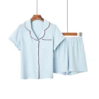 Cotton Women Pajama Womenpajamas High Quality Customized 100 Cotton Short Sleeves Home Wear Women Leisure Wear Pajama Sets OEM Summer