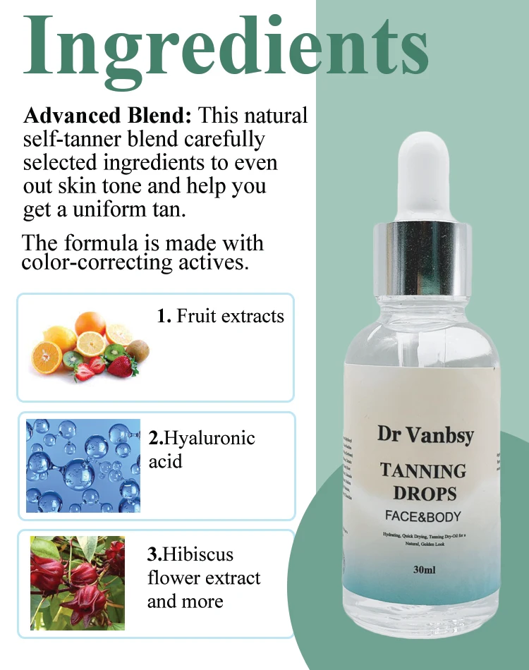 Luxury Private Label Dha Tanning Drops Vegan Tanning Drops Self Tanning