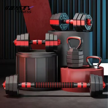 Adjustable Plastic Fitness Free Weight Equipment Barbell & Dumbbell Set for Strength Training