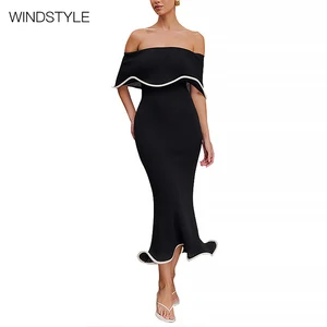 Women's Floral Strapless Dress for Spring Summer Autumn Plus Size XL Light Western Formal Collar Lace Decoration Lining Included