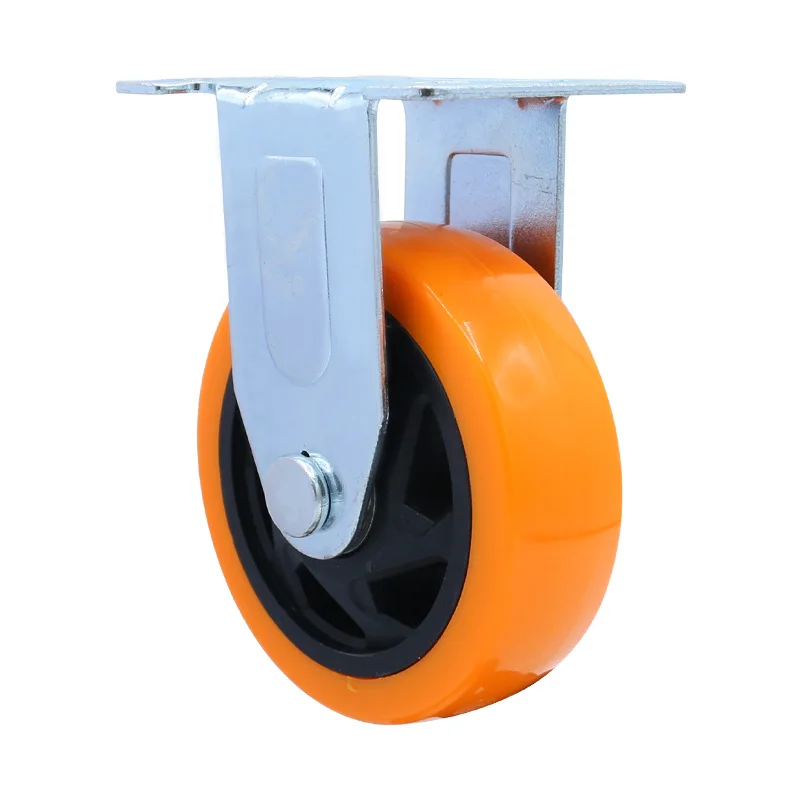 Vente chaude orange industriel rigide swivel polyuréthane roues 4 inch 