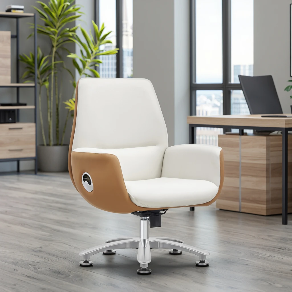 Modern Fixed Base Executive PU Leather Chair Thick Iron Frame Durable Swivel Tilt Function Commercial Furniture Solution 6