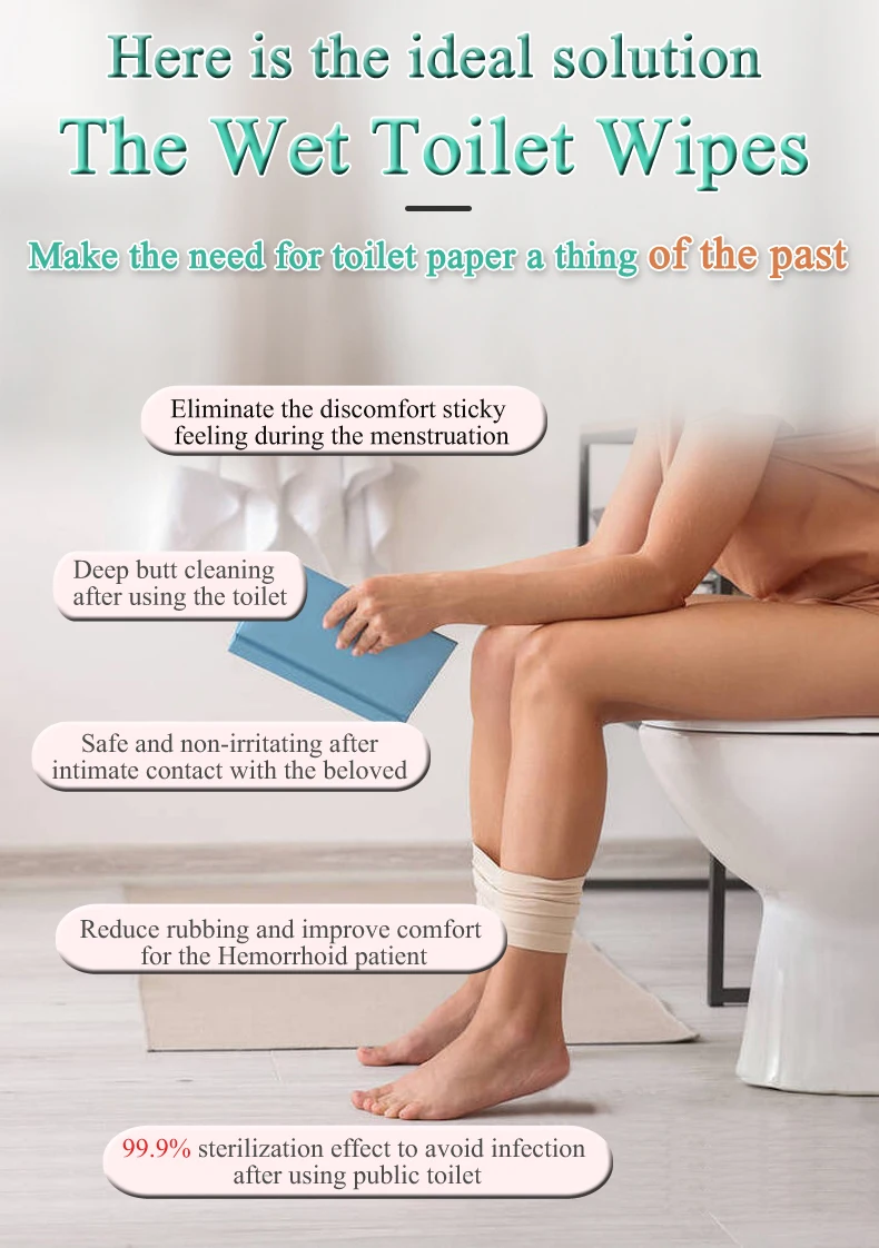 Wholesale Biodegradable Flushable Sensitive Toilet Wipes Soft Wet
