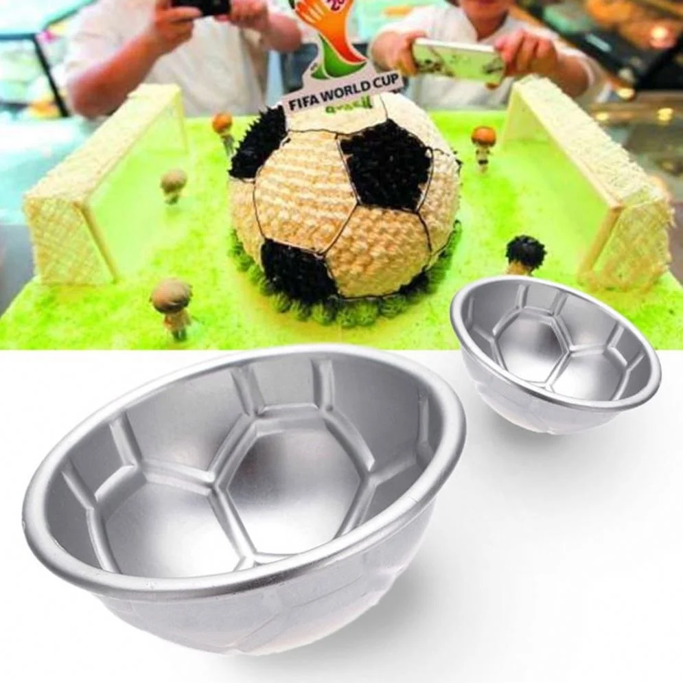 2 Pcs Kitchen Baking Tools DIY 3D Football Shape Bath Bomb Cake Mold  Aluminum Ball Sphere Non-toxic Cake Chocolate Pan Mold