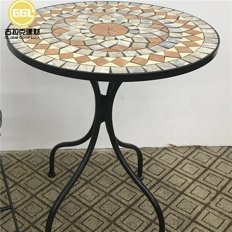 Outdoor Garden Ceramic Tile Top Mosaic Round Table