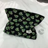 Corduroy green love cosmetic bag