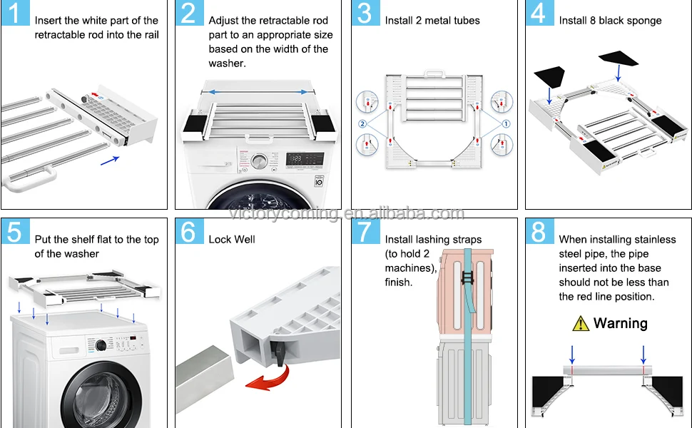 Universal Washer And Dryer Stacking Kit With Pull Out Drying Rack With