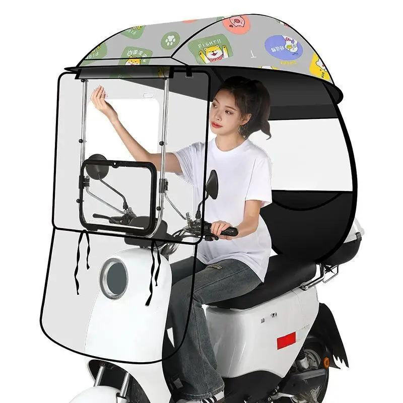 High Quality Universal Sunshade Windproof Waterproof Electric Motorcycle Umbrella
