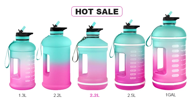 1.5L 2.5L Half Gallon Water Bottle with Times with Straw Water Jug