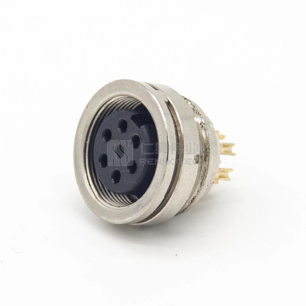 M16 Connector 19 Pin Female Back Mount Socket – Straight, Solder/PCB Termination, IP67 Rated, Shielded