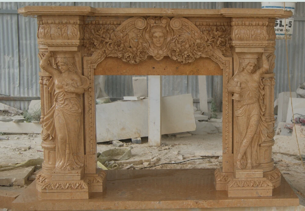 YELLOW MARBLE FIREPLACE (1)